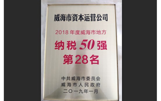 國運公司位列全市2018年度地方納稅貢獻第28名